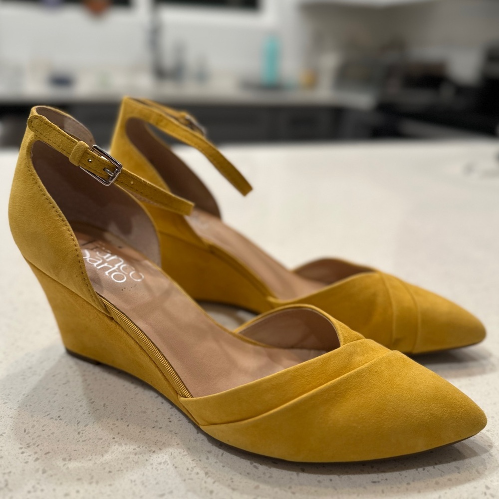 Franco Sarto Yellow Wedge Heels, Sz 8.5